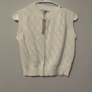 RIHOAS Cream Diamond Knit Vest